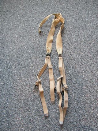 Wwii Us Army M - 1936 Khaki Suspenders 1943 Dated And Marked