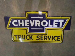 Porcelain Chevrolet Truck Service Sign 36 " X 18 " Inches Double Sided