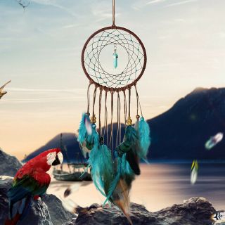 Large Blue Feathers Dream Catcher Car Wall Hanging Home Decor Ornament Craft SP 2