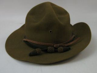 Auth Wwii Us Army Cavalry Officer Hat W Cord,  Toggles & Chin Strap 7 3/8 Vguc