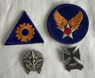 Wwii Us Army Air Corps,  Aff Patch,  Tech Badge,  Crew Wings,  Marksman Shooting,