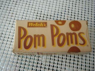 Vintage Pom Poms Candy Box 1960 " S Near Empty Welch 
