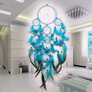 Blue Dream Catcher Native American Style With Feathers Home Decoration
