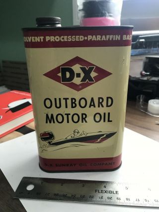 D - X Dx Sunray Outboard Motor Oil Tin Litho Quart Oil Can Boat Graphics Great