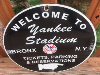 York Yankees Stadium Baseball Heavy Porcelain Sign 12”