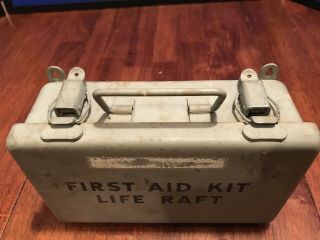Vintage WWII “Life Raft First Aid Kit” Full Metal Box With Tight Seal 2