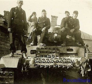 Very Best Veteran German Panzer Crew Posed On Their Pzkw.  Iv Panzer Tank
