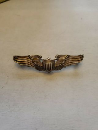 Ww2 Us Aac Pilot Wings 2 Inch Amico Sterling Pinback