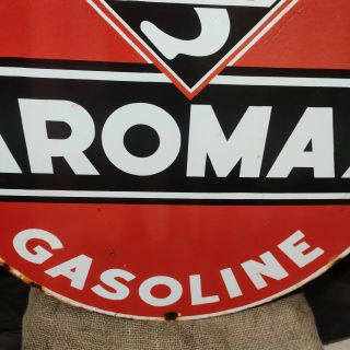 SKELLY AROMAX GASOLINE - porcelain enamel Advertising sign 30 Inches Double side 3