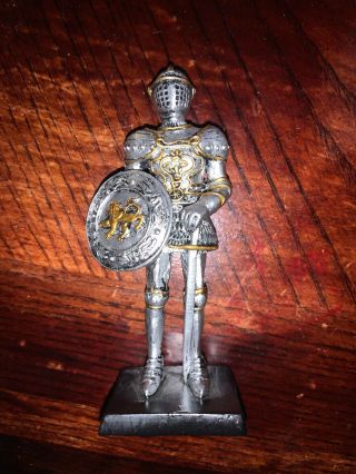 4 Inch Medieval Knight With Sword And Shield Resin Statue Figurine