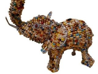African Hand Wired And Beaded Elephant