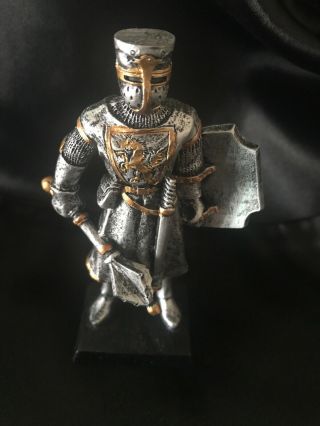 5 Inch Medieval Knight With Sword And Classic Shield Statue Figurine
