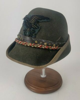 Wwii Ww2 Or Post Italian Army Cappello Green Hat Cap Embroidered Eagle Insignia