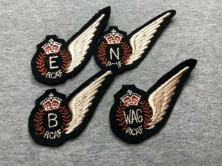 Group Of 4 Rcaf Wwii Half Wings B,  N,  Wag,  E In The Straight Form