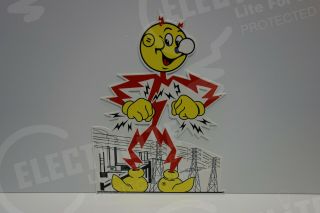 Reddy Kilowatt Power Light Boltz & Towers Die Cut Sign Electrician Gift