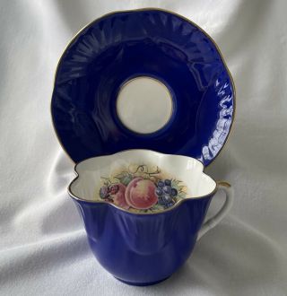 Vintage Signed Ja Bailey Hand Painted Crown Staffordshire Tea Cup & Saucer (1)