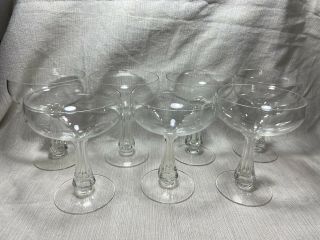 Vintage Hollow Stem Champagne Glasses - Set Of 7