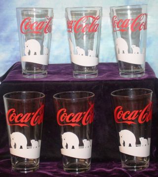 Vintage Coca Cola Polar Bear Glasses Qty: 6