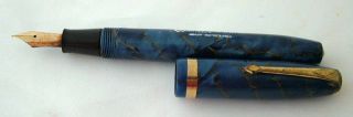 Vintage Conway Stewart 84 Blue Marbled Fountain Pen With 14ct Gold C.  S.  Nib (4)