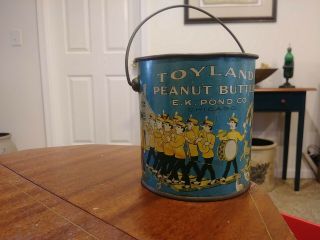 Vintage/antique Advertising Toyland Peanut Butter Pail Tin