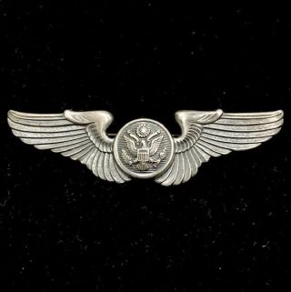 Ww2 Wwii Us Air Corps Army Sterling Silver Wings Enlisted Crew 3” Pin 18.  3gr.