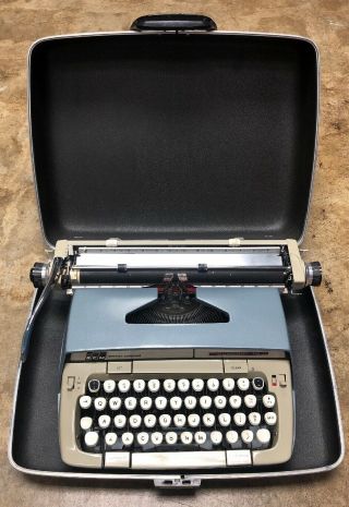 Vintage Smith Corona - Classic 12 - Portable Typewriter With Case And Paperwork