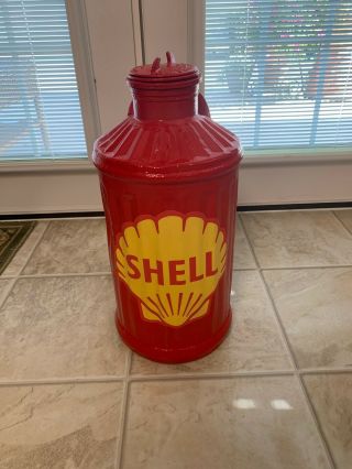Vintage Restored Oil Can 5 Gal Shell Gas Station 1920 