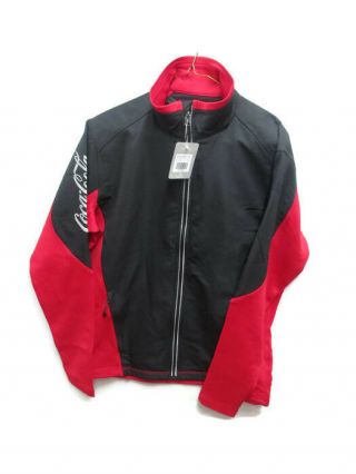 Coca - Cola Knit Colorblock Jacket Black And Red W/reflective Logo And Accents.