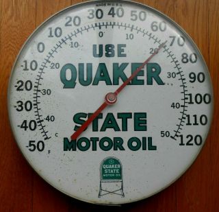 Vintage Quaker State Motor Oil Advertising Thermometer