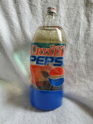 One Full Crystal Pepsi 2 Liter 67.  5 Oz Bottle From 1992 - 1993