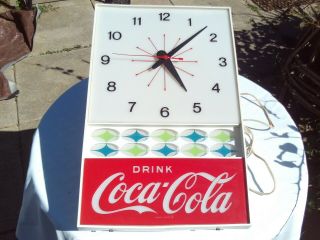 Vintage Electric Coca Cola Clock Light,  Drink Coca Cola,  Atomic Design