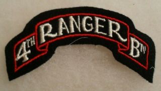 Orig Wwii " 4th Ranger Bn " Scroll Emb On Felt Orig Unit Destroyed In Ital.  Cmpgn.