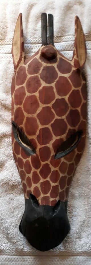 Giraffe Head Mask Wooden Handcrafted Wall Hanging