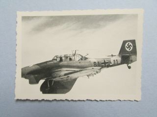 Wwii Luftwaffe Photo Stuka Ju 87a W/splinter Camo In Flight