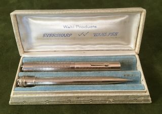 Vtg Wahl Eversharp Ring Top Gold Filled Fountain Pen,  Pencil W/ Sac