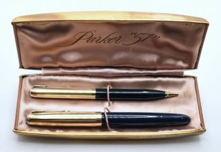 Parker 51 Vacumatic Fountain Pen & Mechanical Pencil - Black - Restored