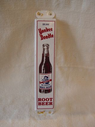 Vintage Yankee Doodle Root Beer Painted Metal Advertising Door Push Bar Sign