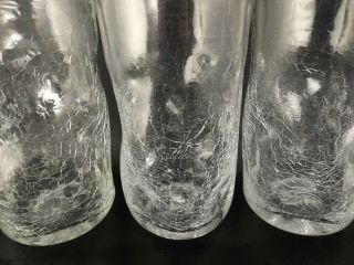 3 Vintage Blenko Crackle Glass Pinched Tumblers Clear (ie@b1) 2