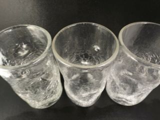 3 Vintage Blenko Crackle Glass Pinched Tumblers Clear (ie@b1) 3