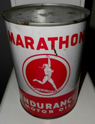 Marathon Endurance Motor Oil 1 Quart Can Full Ohio Oil Company Running Man