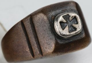 Ww2 German Ring 1941 - 1944 Silver Iron Cross Wwii Germany Trench Art Size Us 10
