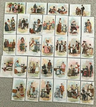 Scarce 1893 31 Piece Set The Singer Sewing Machine Color Victorian Trade Cards