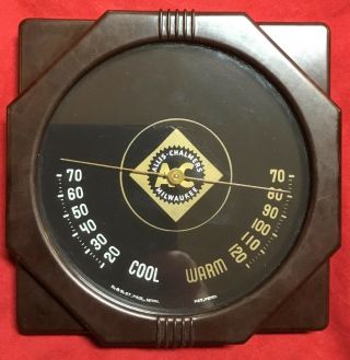 Ac Allis - Chalmers Tractor Milwaukee Brown Bakelite Compass Thermometer Art Deco