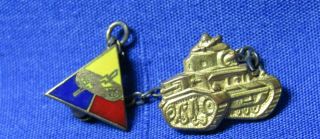 Wwii Sterling Army Armored Division - Sherman Tank Home Front Sweetheart Pins