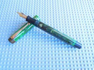 Vintage Jade Green/brown Parker Duofold Fountain Pen