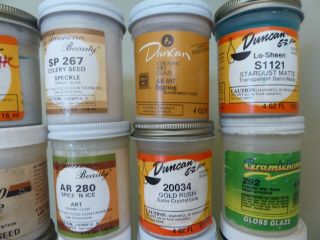 24,  4 oz jars vintage Duncan,  Mayco,  American Beauty,  Ceramichrom ceramic glazes 3