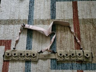 Wwii Usmc Marines 10 Pocket Ammo Belt With Suspenders