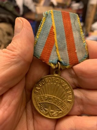 Soviet Russian Russia Wwii Military Liberation Of Warsaw Poland Medal Combat War