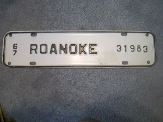 Vintage 1967 Roanoke Virginia License Plate/tag 31983