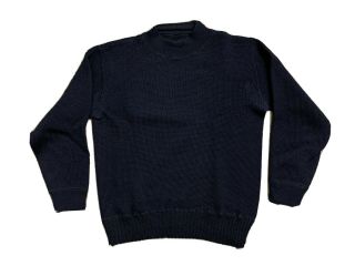 Vintage Ww2 Korea Era Usn Naval Wool Gob Knit Sweater Indigo Blue Size Medium